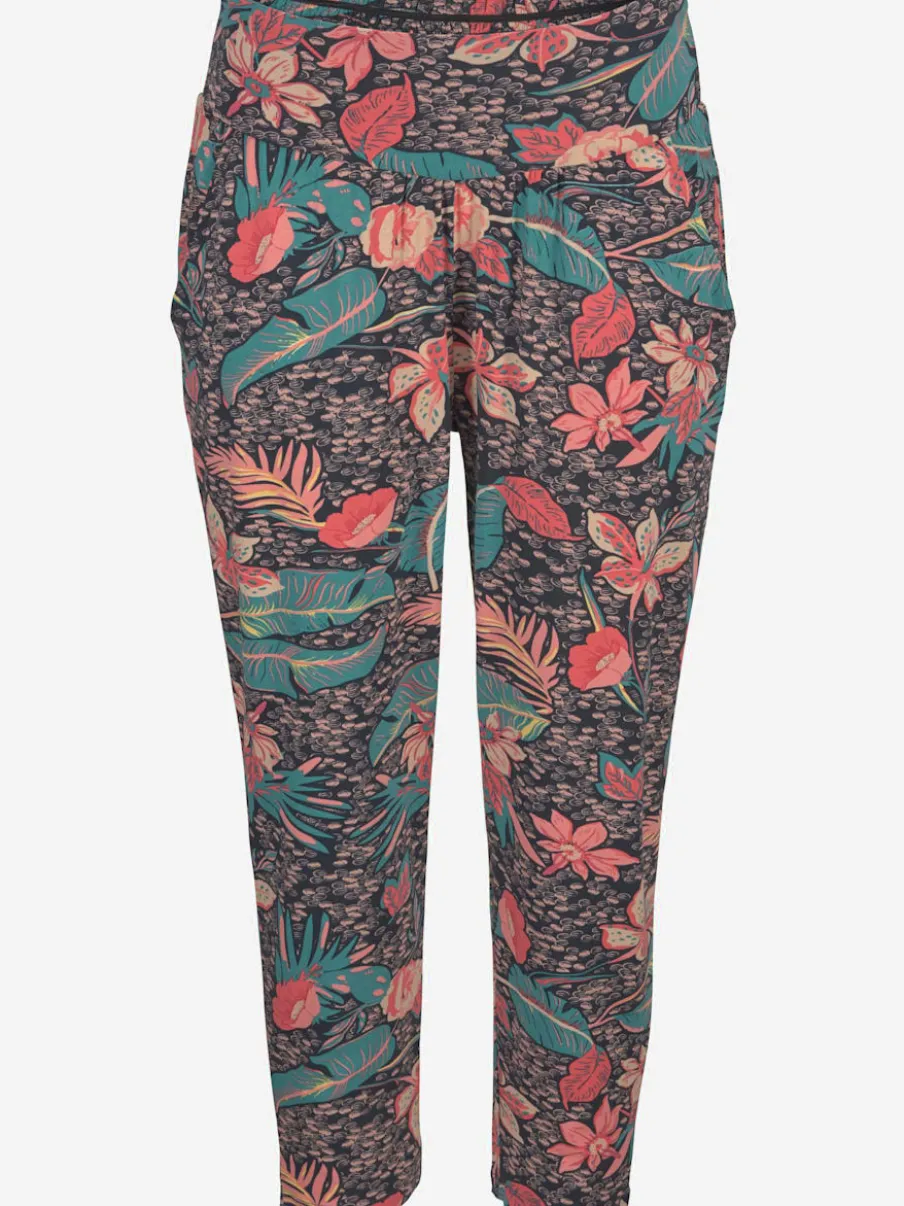 Pantalons décontractés 7/8 avec imprimé tropical unique