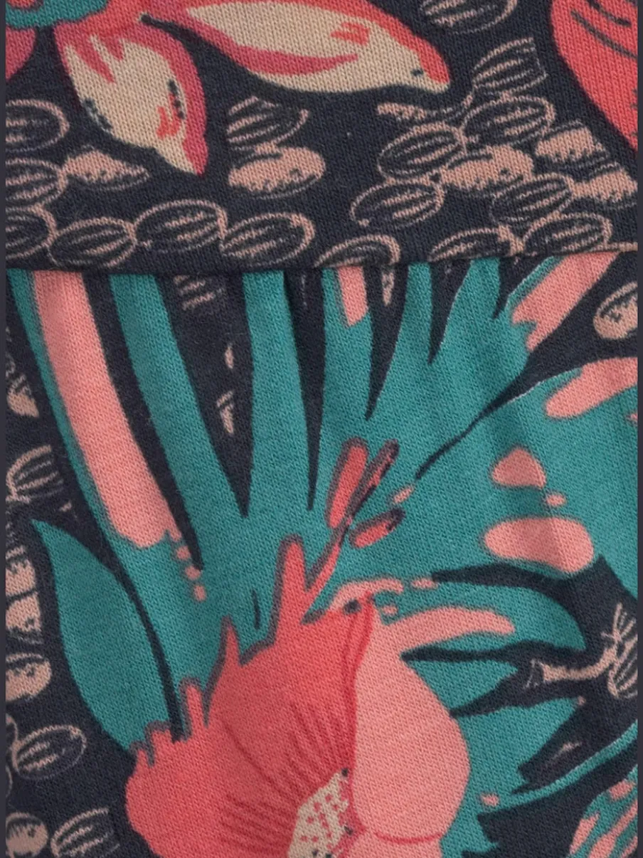 Pantalons décontractés 7/8 avec imprimé tropical unique