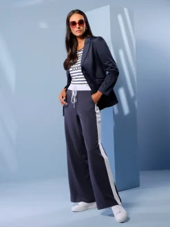 Pantalons de jogging confortables avec ceinture élastique rayée