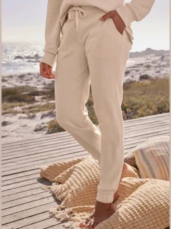 Pantalons détente en coton doux avec ceinture élastique