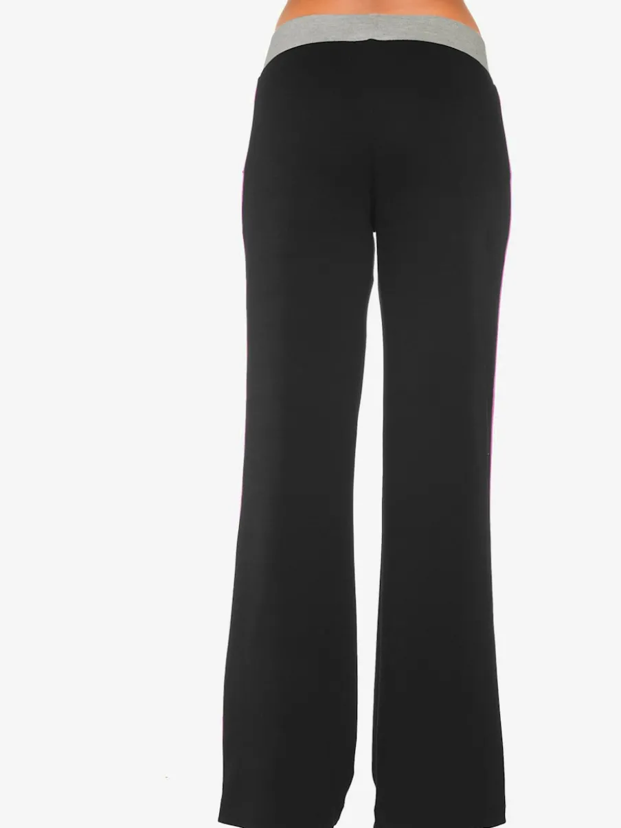 Pantalons détente larges avec bords-côtes en coton
