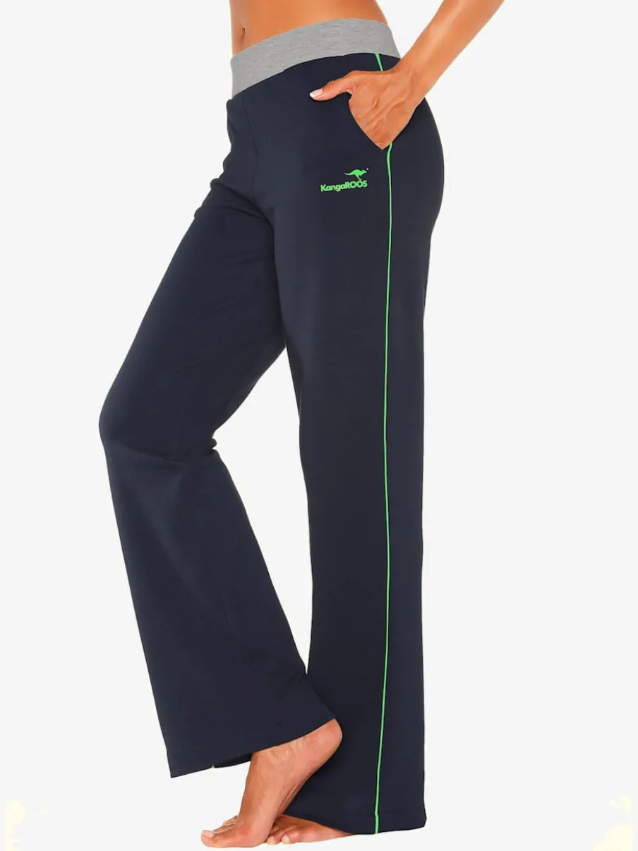 Pantalons détente larges avec bords-côtes en coton