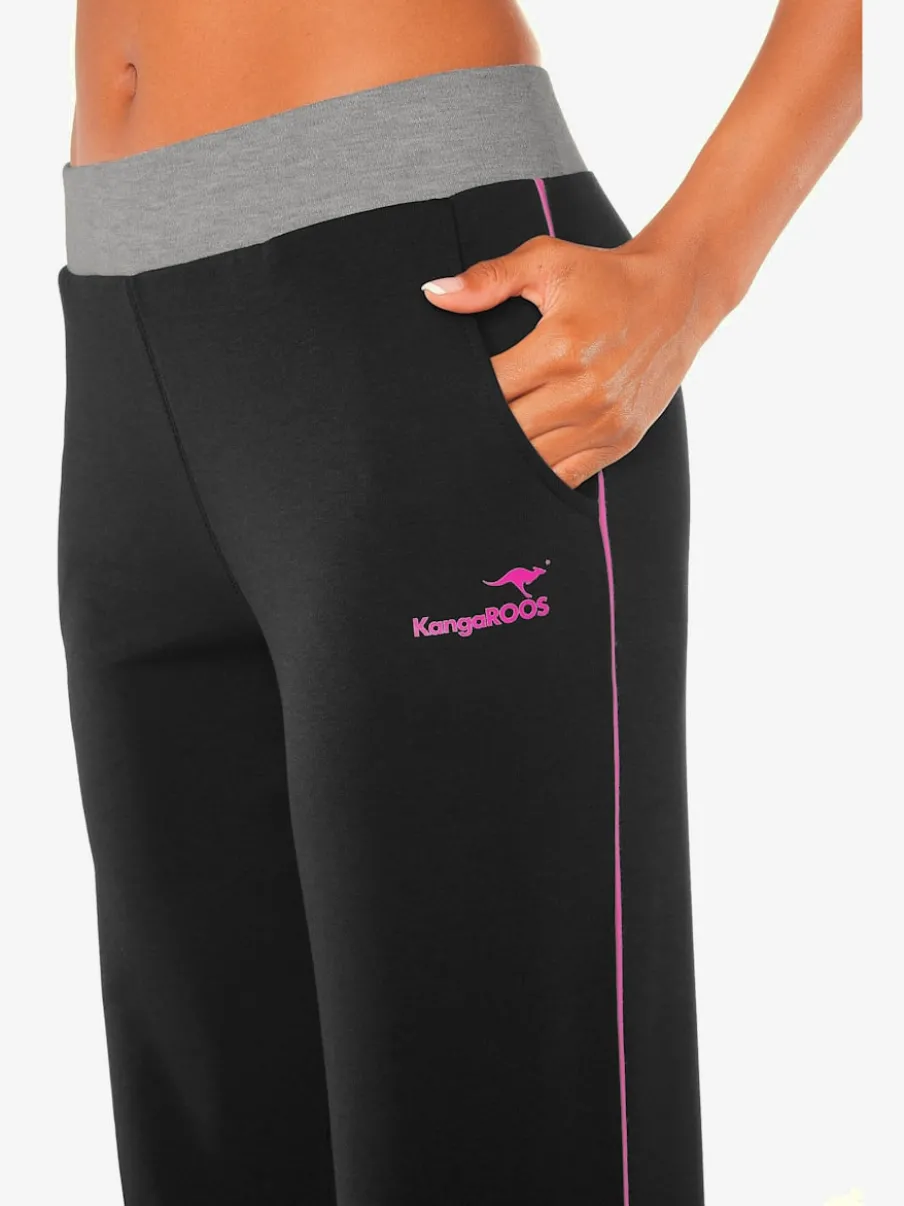 Pantalons détente larges avec bords-côtes en coton