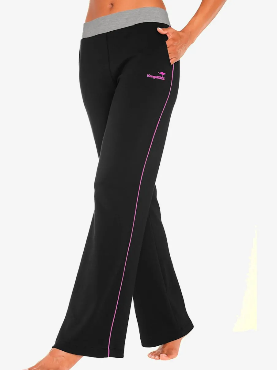 Pantalons détente larges avec bords-côtes en coton