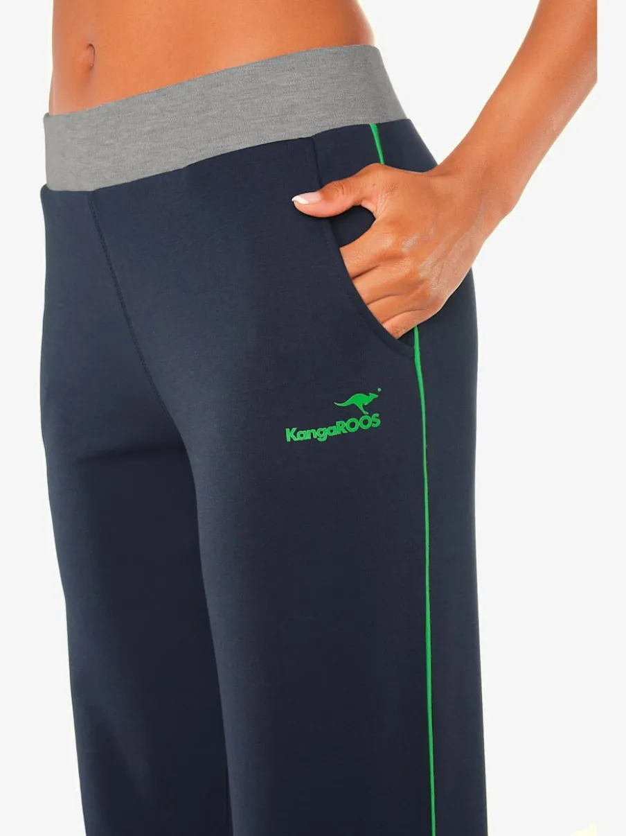 Pantalons détente larges avec bords-côtes en coton