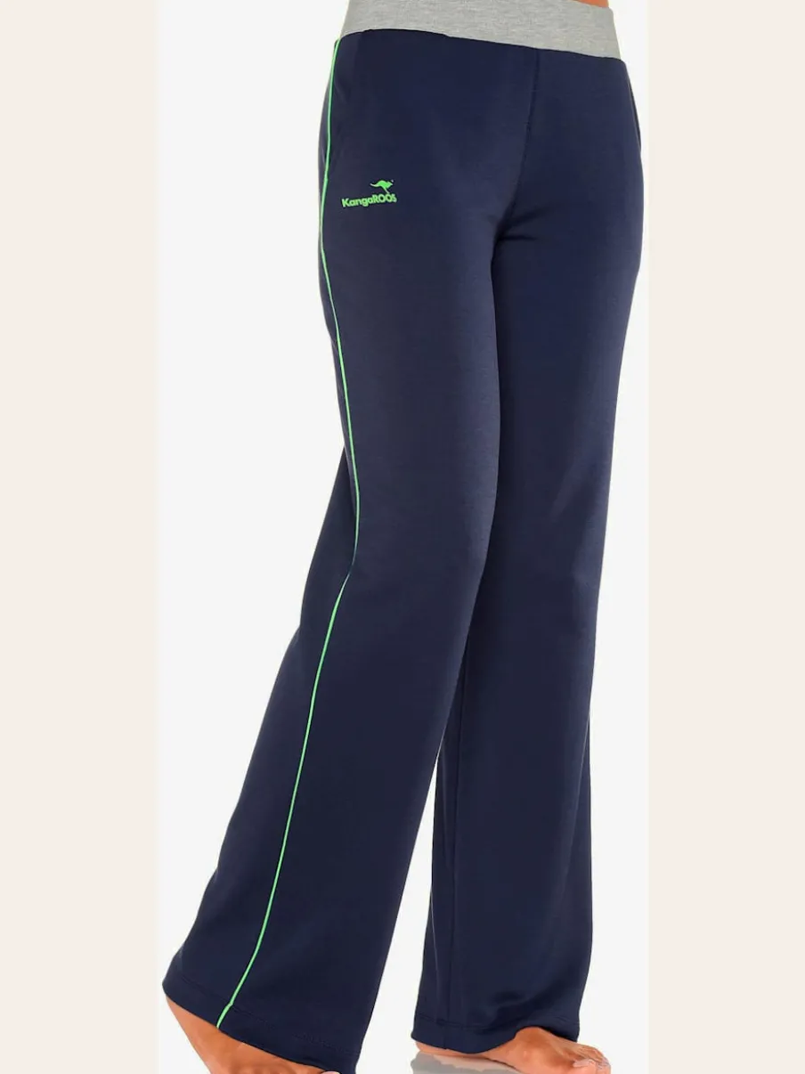 Pantalons détente larges avec bords-côtes en coton