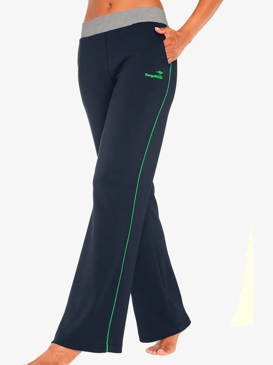 Pantalons détente larges avec bords-côtes en coton