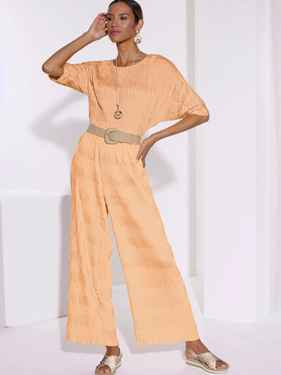 Pantalons à effet froissé avec jambes larges confortables
