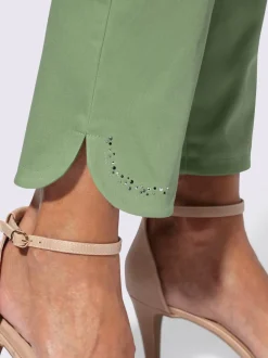Pantalons en coton avec détails brillants et poches raffinées