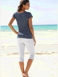 Pantalons 3/4 en coton avec fentes et poches