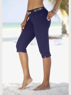 Pantalons 3/4 en coton avec fentes et poches