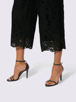 Pantalons en dentelle avec ceinture élastique et larges jambes