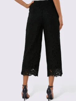 Pantalons en dentelle avec ceinture élastique et larges jambes