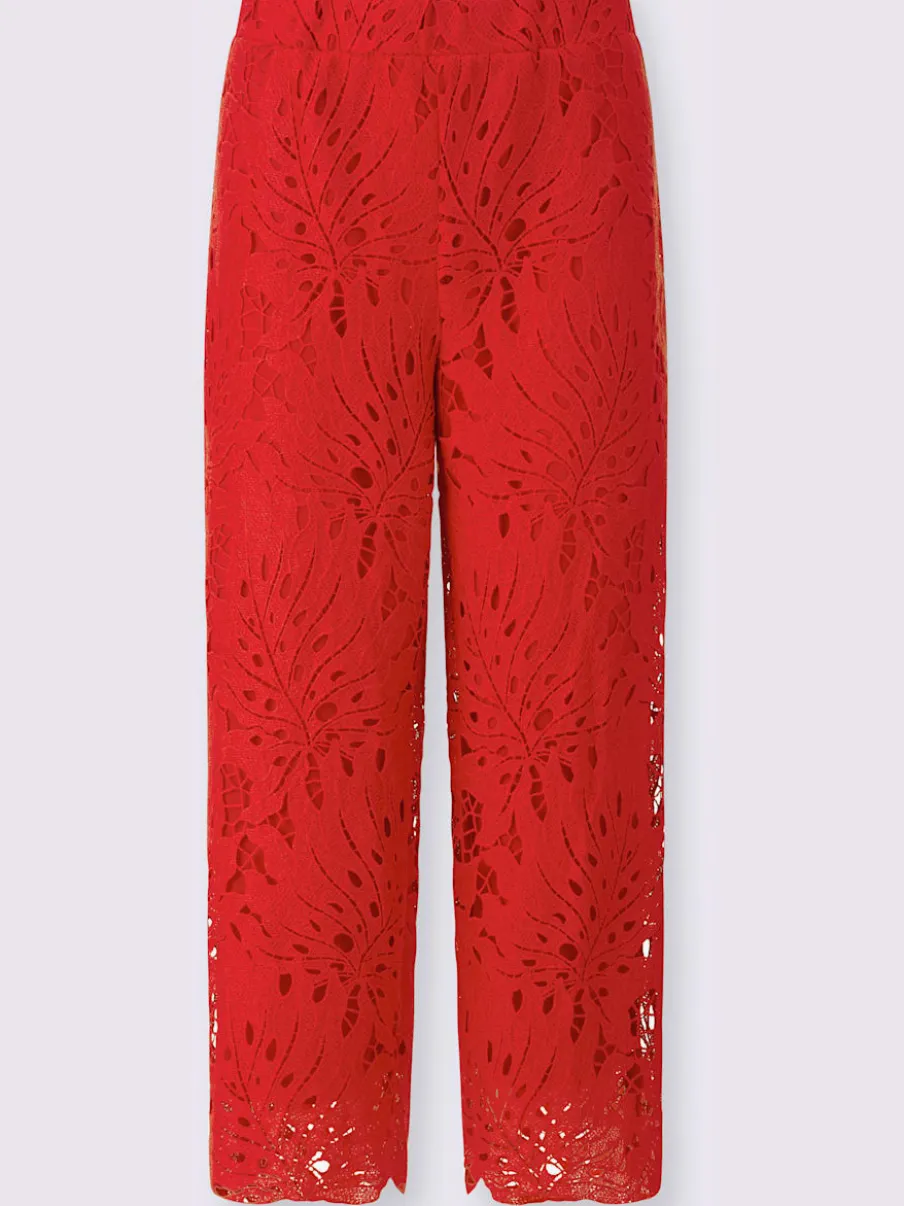 Pantalons en dentelle avec ceinture élastique et larges jambes