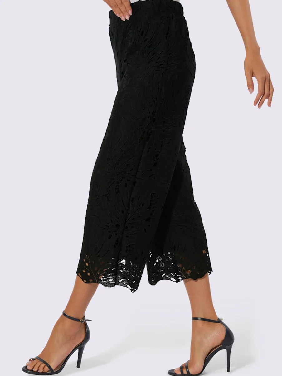 Pantalons en dentelle avec ceinture élastique et larges jambes