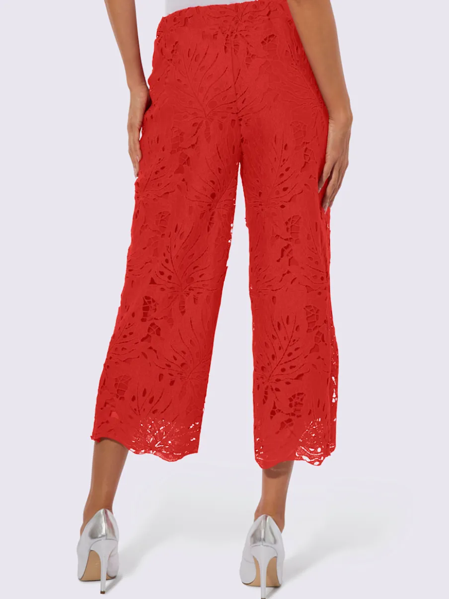 Pantalons en dentelle avec ceinture élastique et larges jambes