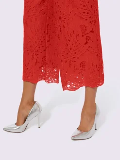 Pantalons en dentelle avec ceinture élastique et larges jambes