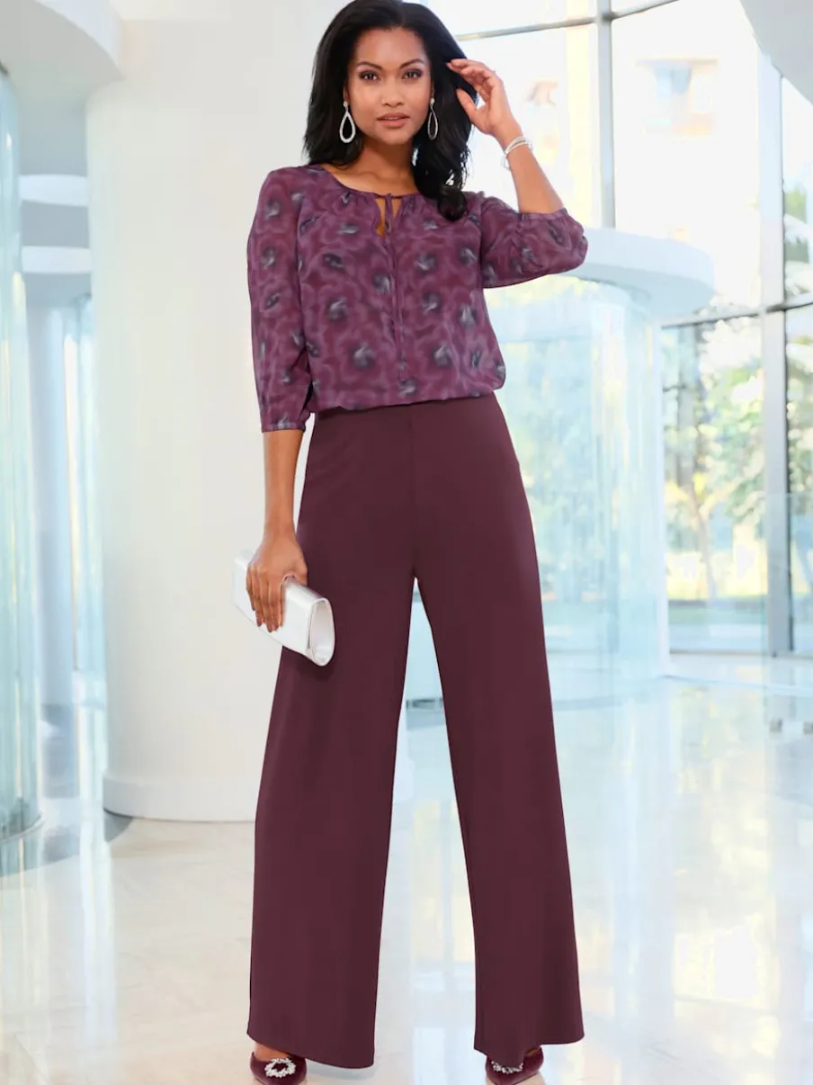 Pantalons en jersey avec ceinture élastique jambes larges