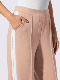 Pantalons en jersey confortables avec rayures et pierres brillantes