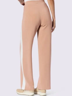 Pantalons en jersey confortables avec rayures et pierres brillantes