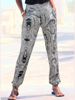 Pantalons en jersey léger avec ceinture élastique imprimés