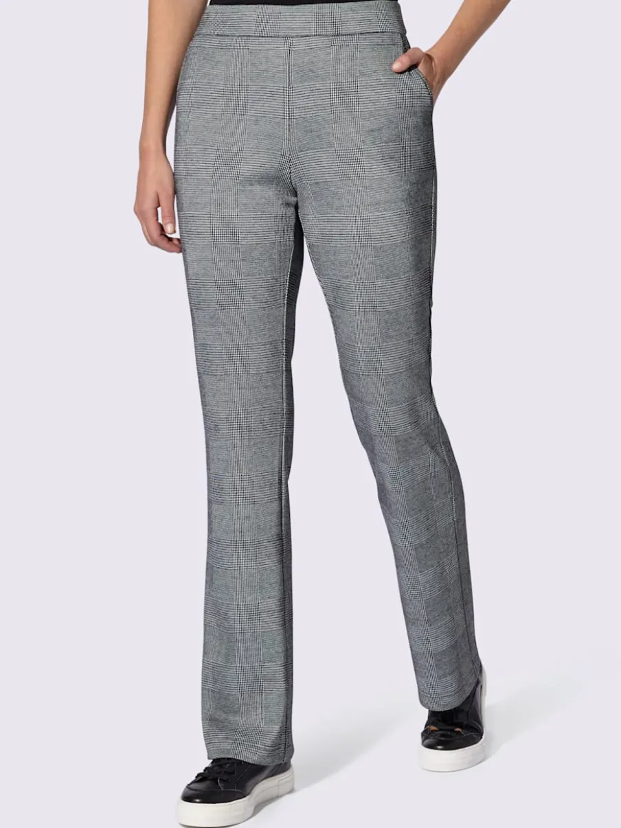 Pantalons en jersey à motif à carreaux avec poches