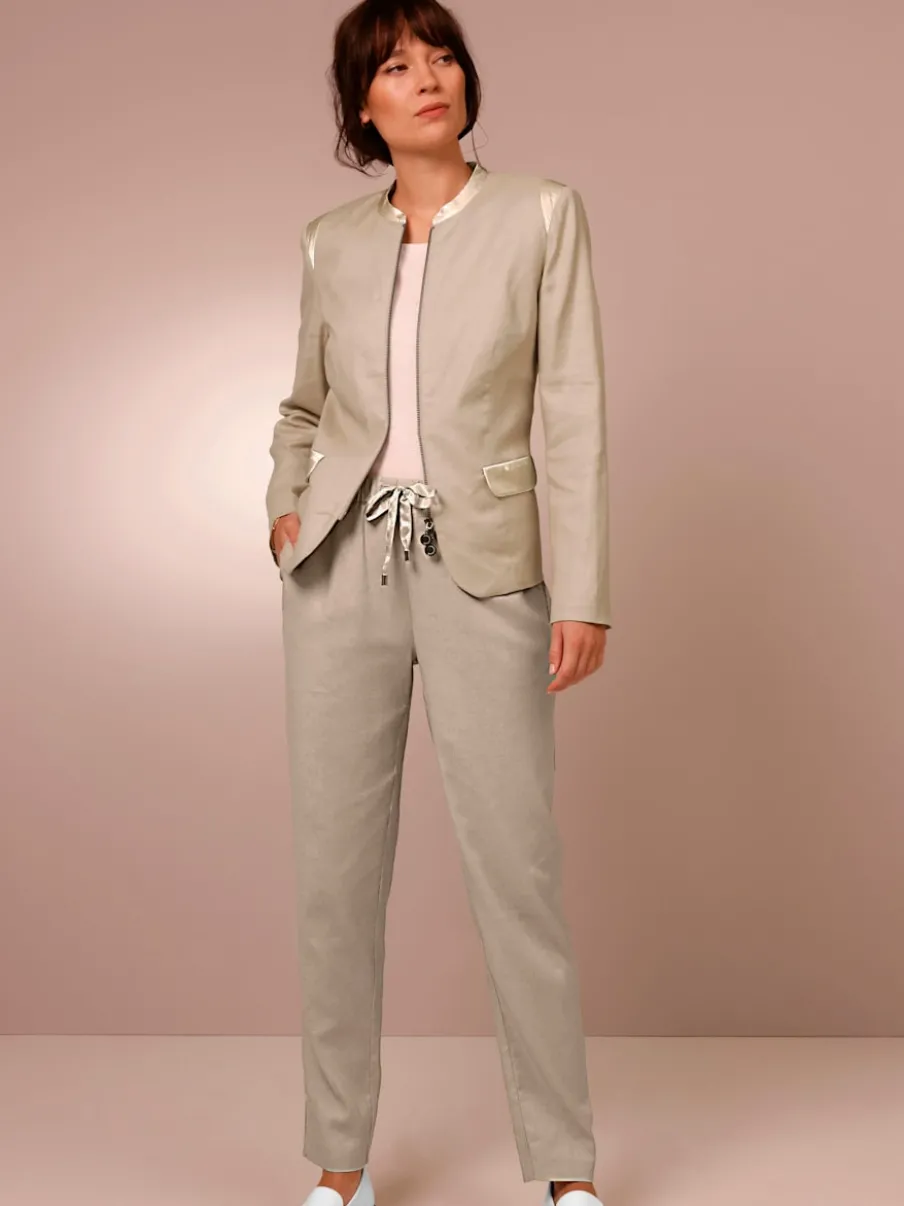 Pantalons en lin avec ceinture élastique et poches latérales