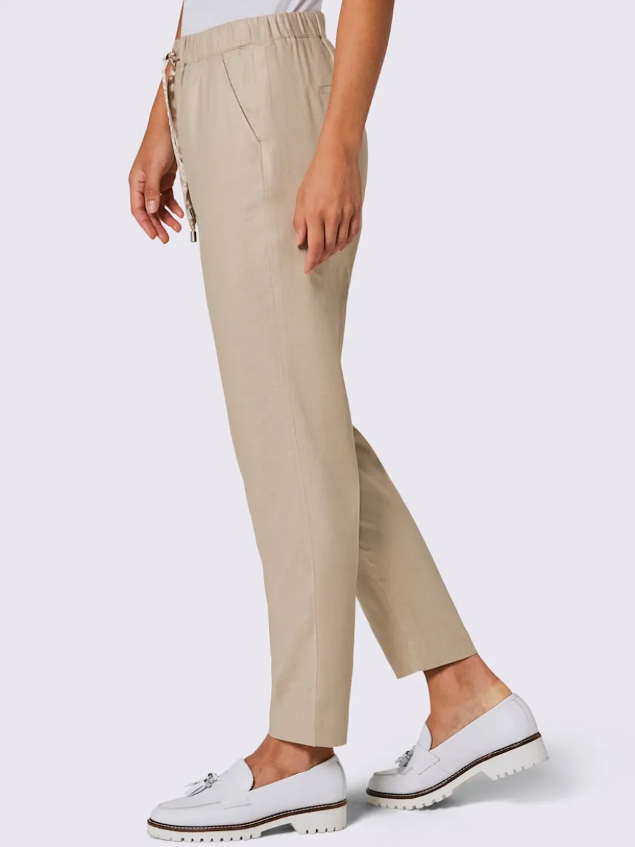 Pantalons en lin avec ceinture élastique et poches latérales