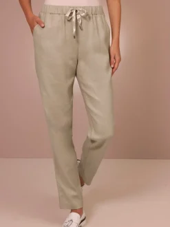 Pantalons en lin avec ceinture élastique et poches latérales