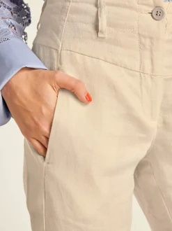 Pantalons en lin confortables avec poches fendues raffinées