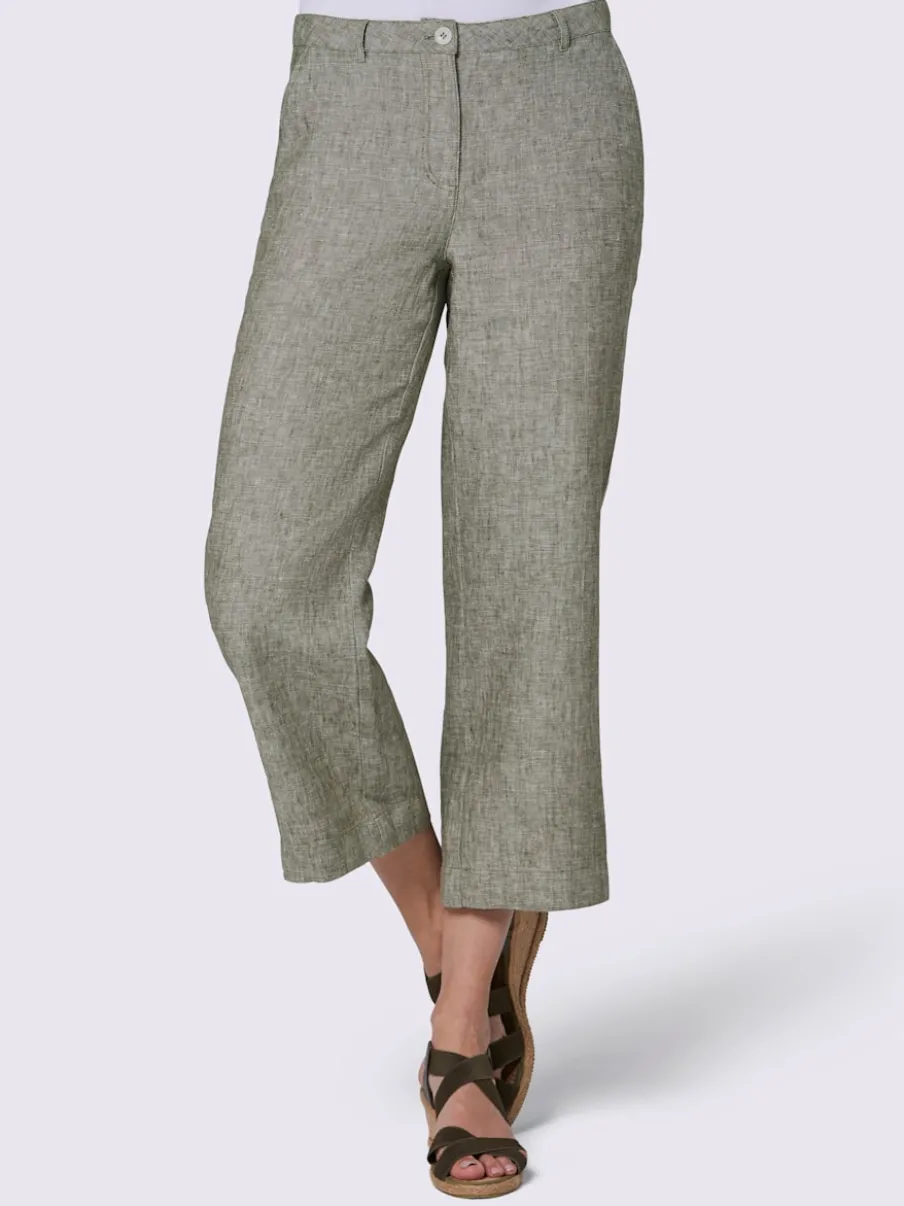 Pantalons en lin à coupe jupe-culotte avec poches