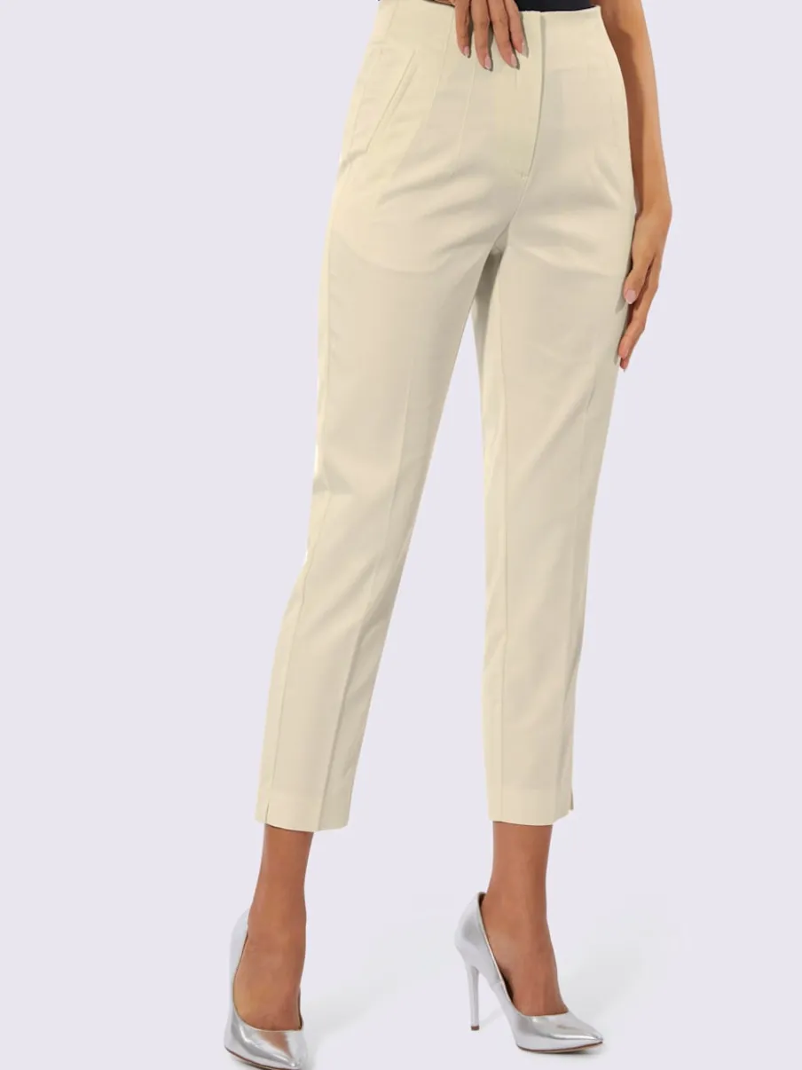 Pantalons en mélange de lyocell avec nervures décoratives