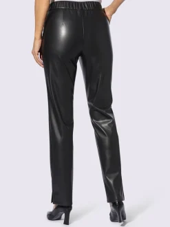 Pantalons en synthétique avec ceinture décorative et poches