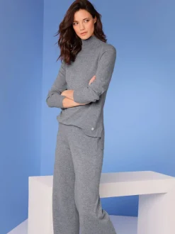 Pantalons en tricot doux coupe large et ceinture élastique
