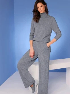 Pantalons en tricot doux coupe large et ceinture élastique