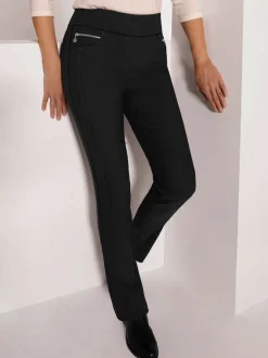 Pantalons extensibles confortables avec poches décoratives zipées