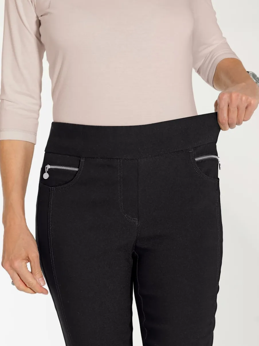Pantalons extensibles confortables avec poches décoratives zipées
