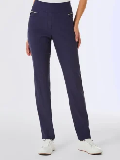 Pantalons extensibles confortables avec poches décoratives zipées
