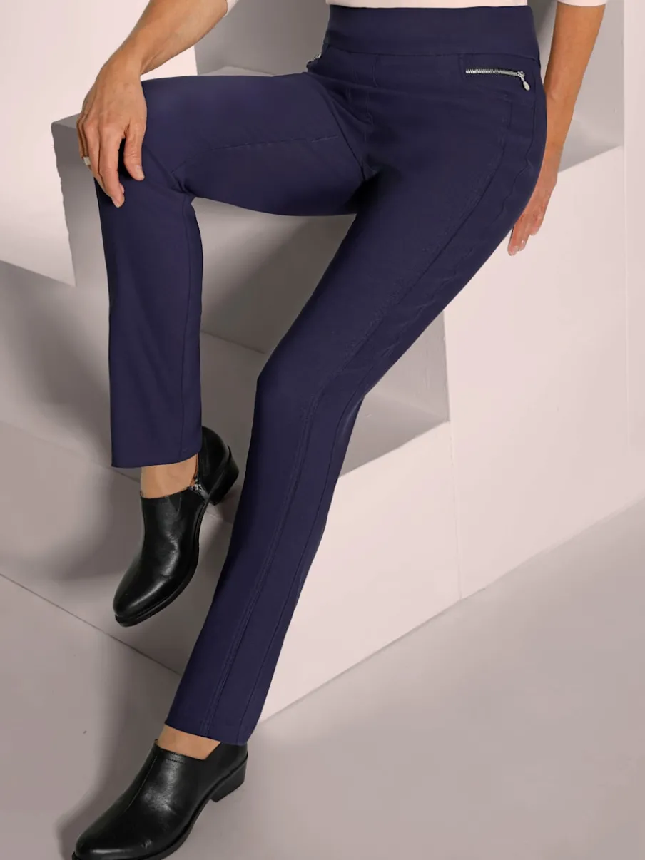 Pantalons extensibles confortables avec poches décoratives zipées