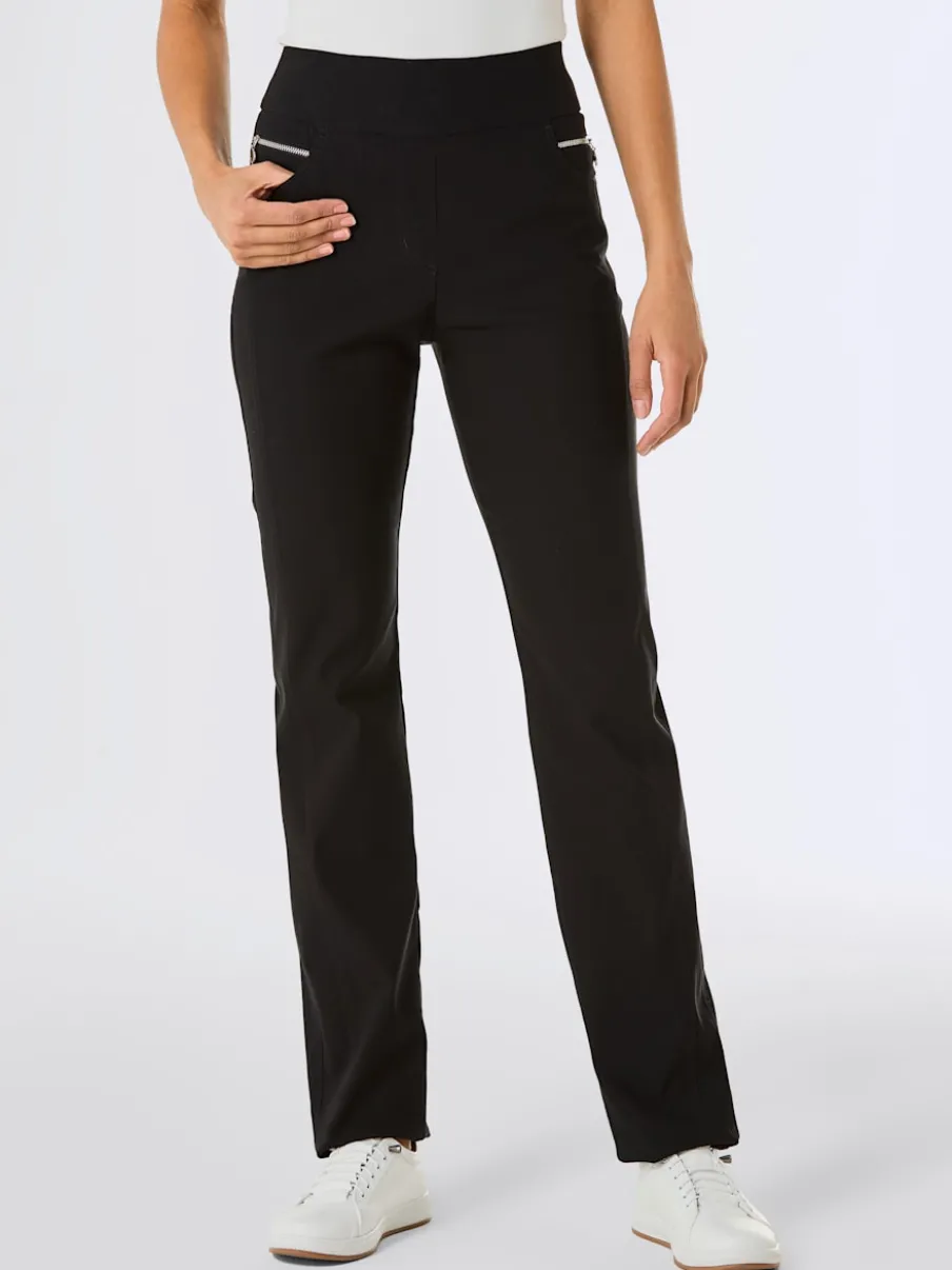 Pantalons extensibles confortables avec poches décoratives zipées