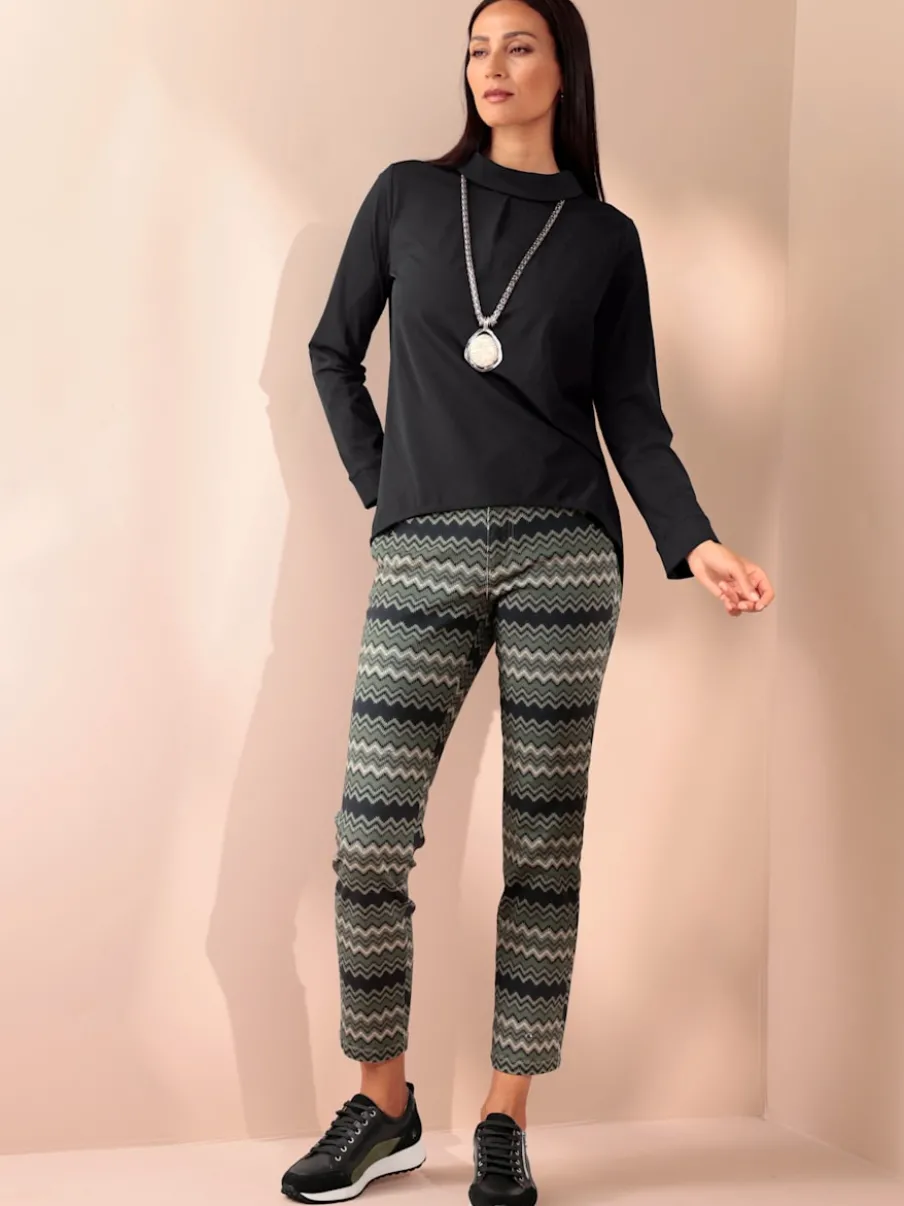 Pantalons extensibles motif zigzag avec poches latérales