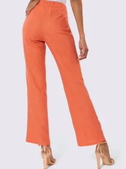 Pantalons fluides à jambes larges en mélange de lin