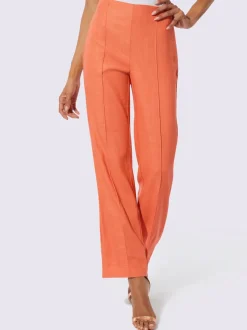 Pantalons fluides à jambes larges en mélange de lin