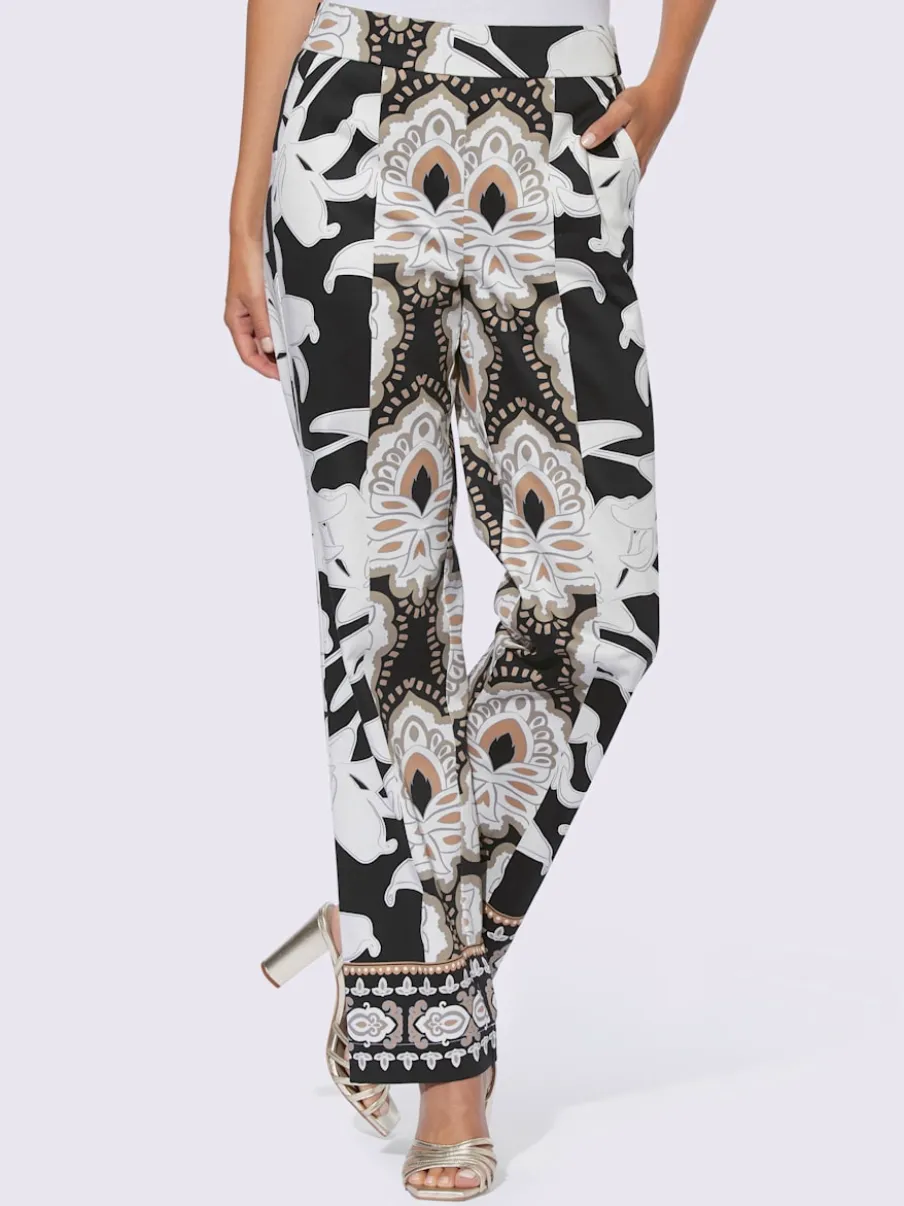 Pantalons imprimés avec bordures et poches latérales