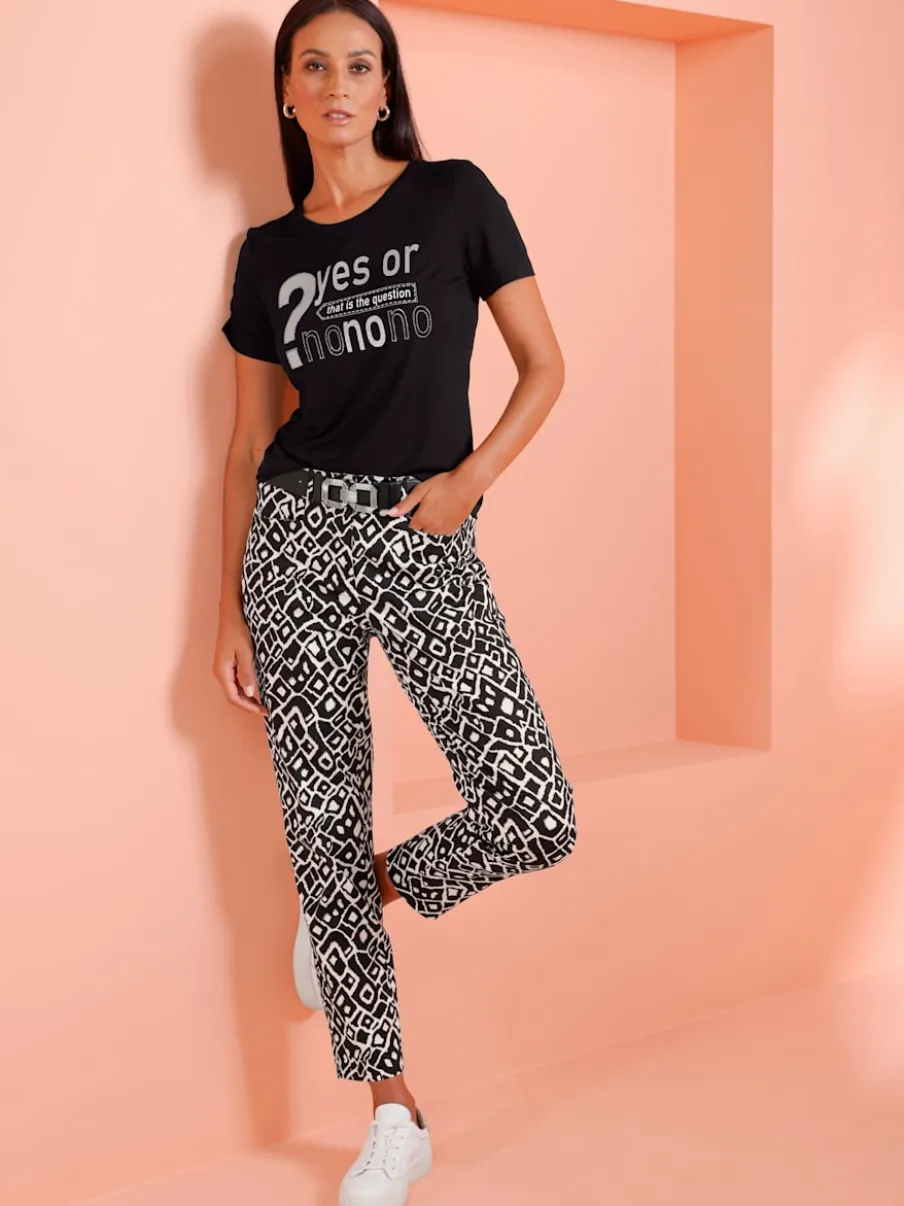 Pantalons imprimés en coton avec fausses poches arrière