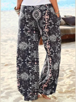 Pantalons imprimés larges avec poches latérales confortables