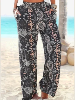 Pantalons imprimés larges avec poches latérales confortables