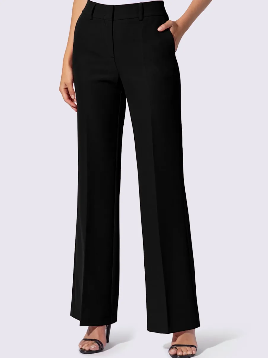 Pantalons à jambes larges avec plis et poches décoratives
