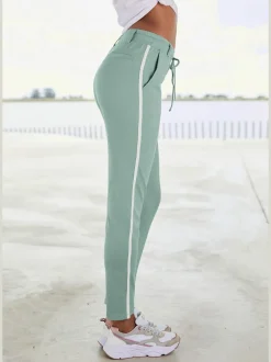 Pantalons jogpants doux à rayures et bords-côtes