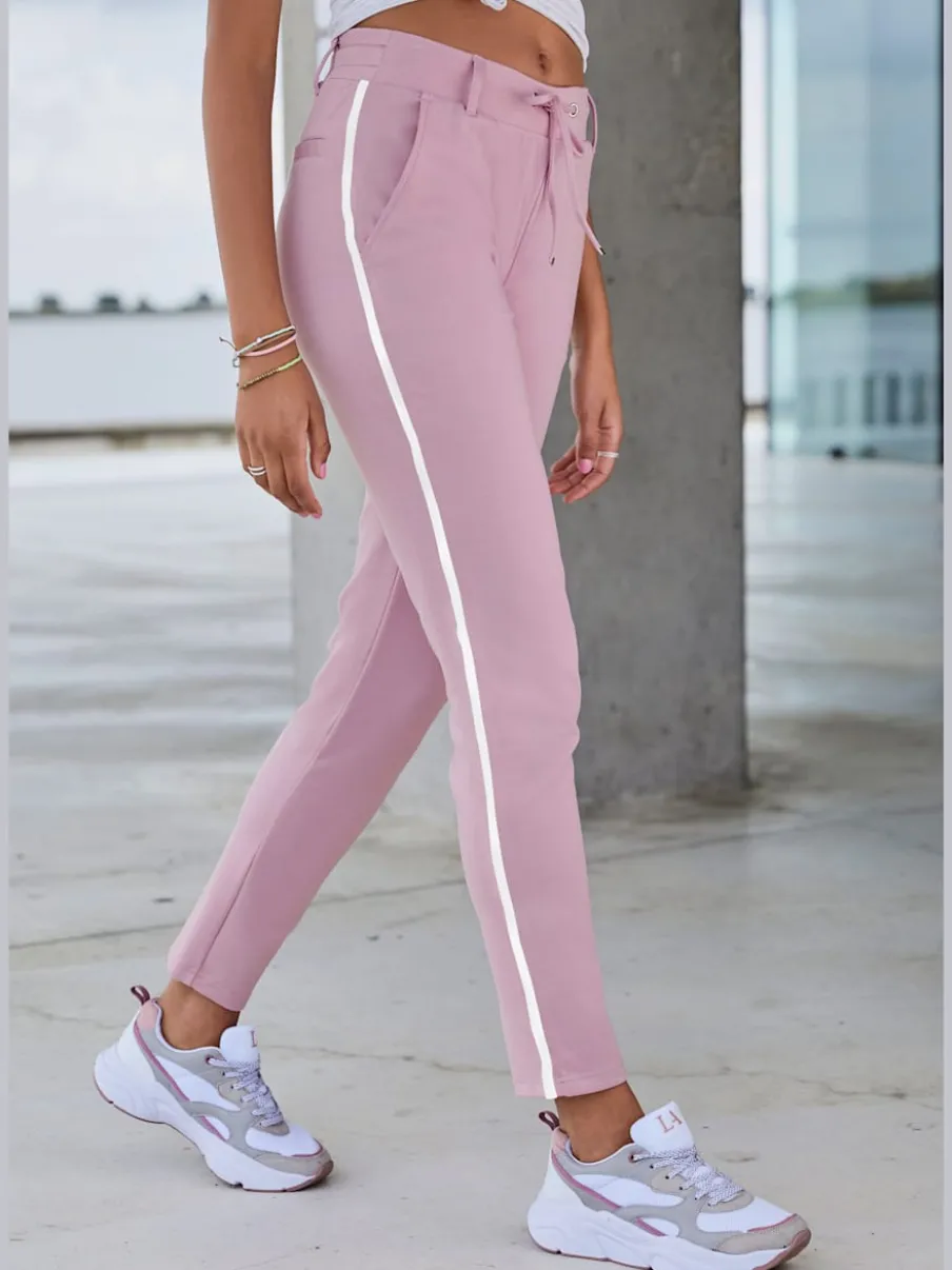 Pantalons jogpants doux à rayures et bords-côtes